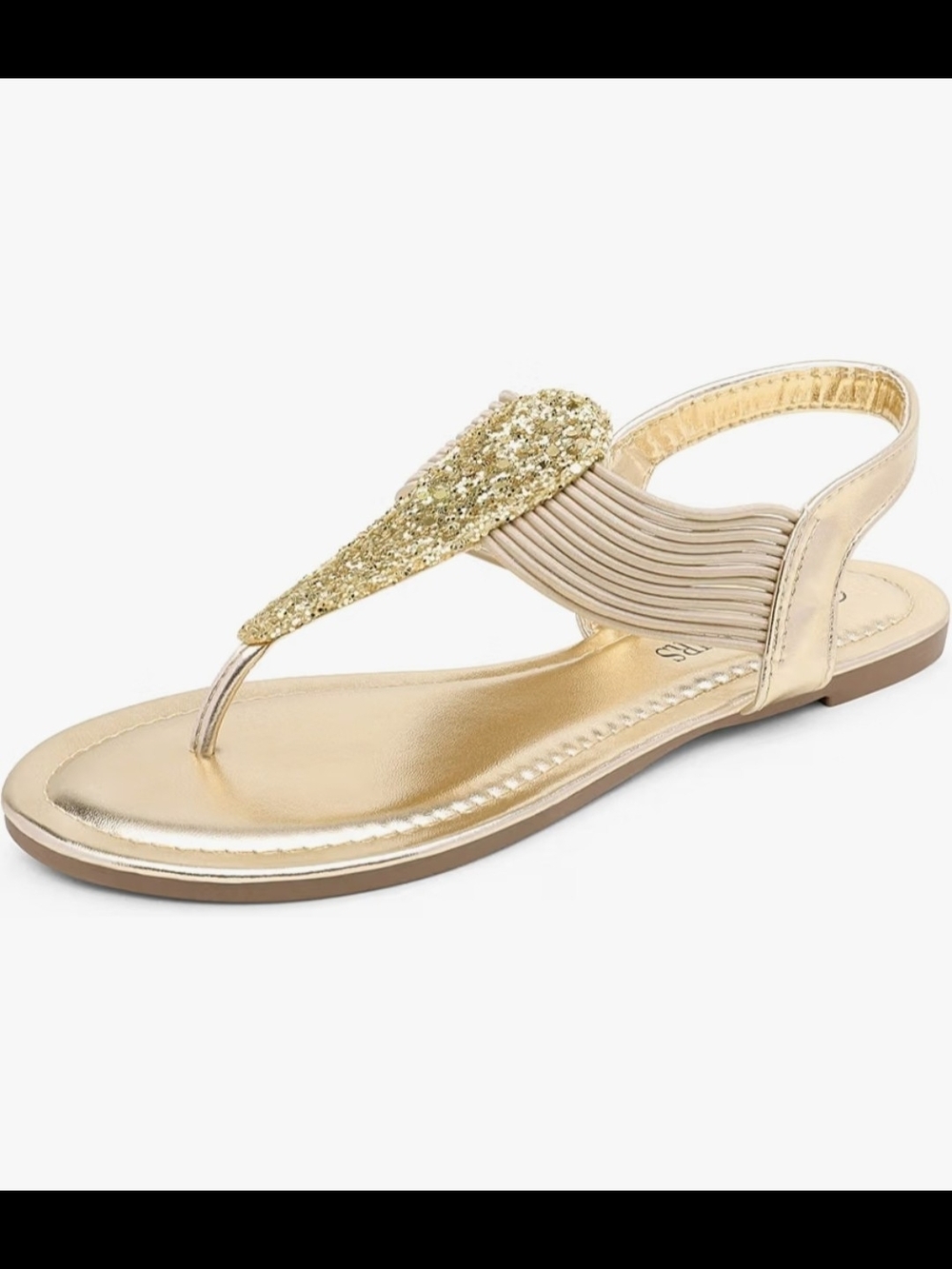 Dream Pairs Gold Glitter Thong Slingback Sandals
